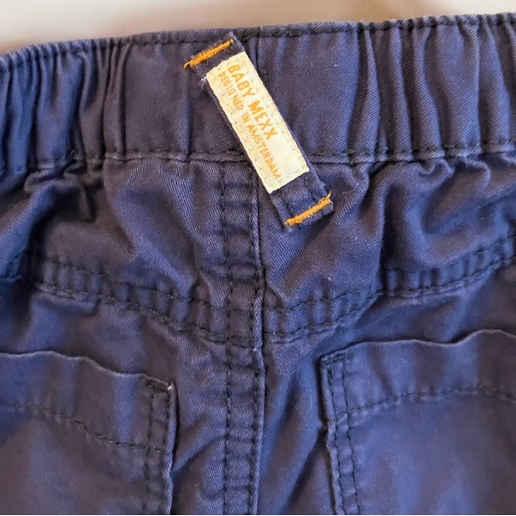 2/$25 Baby Mexx Blue Lined Cargo Pants Elastic Drawstring Adjustable Waist 6-9M - Picture 6 of 9